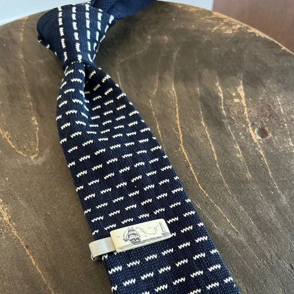 Ship & Lighthouse Scrimshaw Tie Bar or Clip - Picture 3 of 4